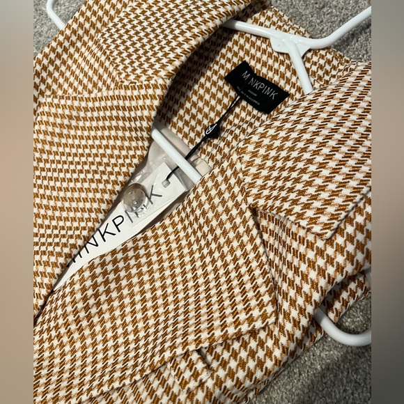 MINKPINK Kennedy Longline Blazer mini dress In Tan/white In Beige mrsp$161 - Picture 4 of 7